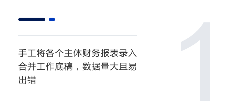 手工將各個主體財務報表錄入合并工作底稿，數據量大且易出錯